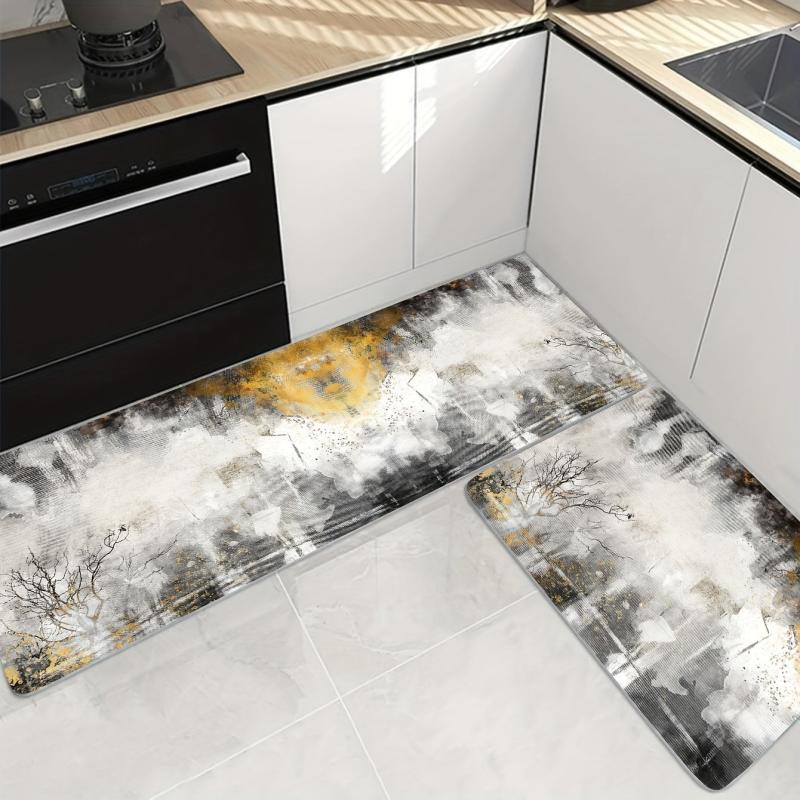 Soft Abstract Kitchen Mat Anti Slip Polyester Carpet Absorbent Bath Mat