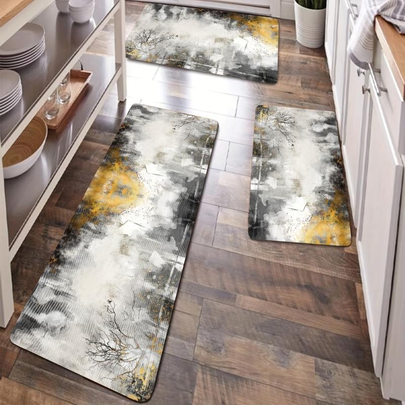Soft Abstract Kitchen Mat Anti Slip Polyester Carpet Absorbent Bath Mat