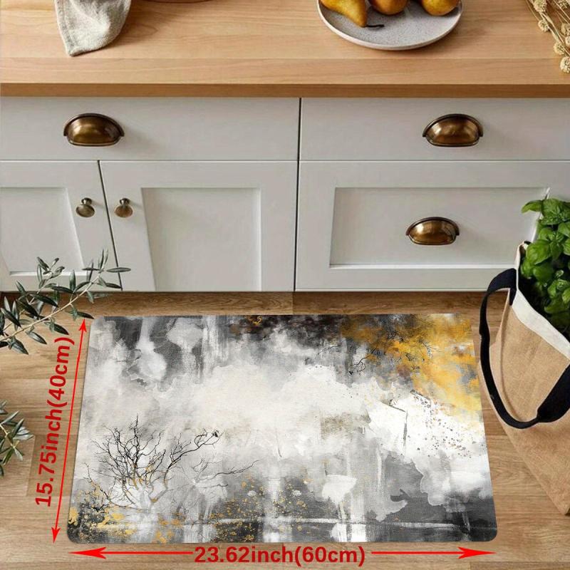Soft Abstract Kitchen Mat Anti Slip Polyester Carpet Absorbent Bath Mat