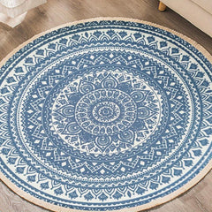 Boho Round Area Rug Vintage Non Slip Throw Floor Mat Handwoven Tassel