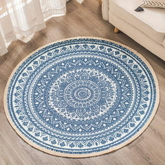 Boho Round Area Rug Vintage Non Slip Throw Floor Mat Handwoven Tassel