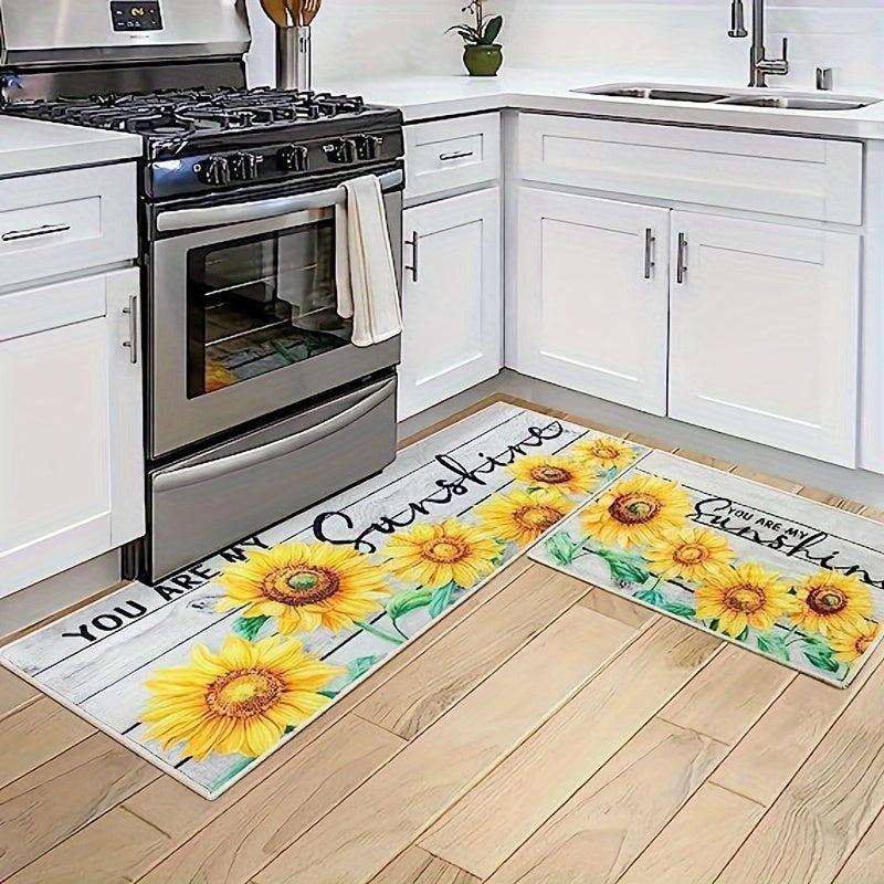 2pcs Farmhouse Kitchen Mat Set Non Slip Backing, Pattern Printed Kitchen Rugs
