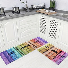 2pcs Farmhouse Kitchen Mat Set Non Slip Backing, Pattern Printed Kitchen Rugs