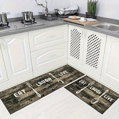 2pcs Farmhouse Kitchen Mat Set Non Slip Backing, Pattern Printed Kitchen Rugs
