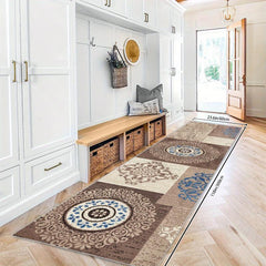 Modern Oriental Hallway Runner Rug, Non-Slip Washable Stair Carpet Runner