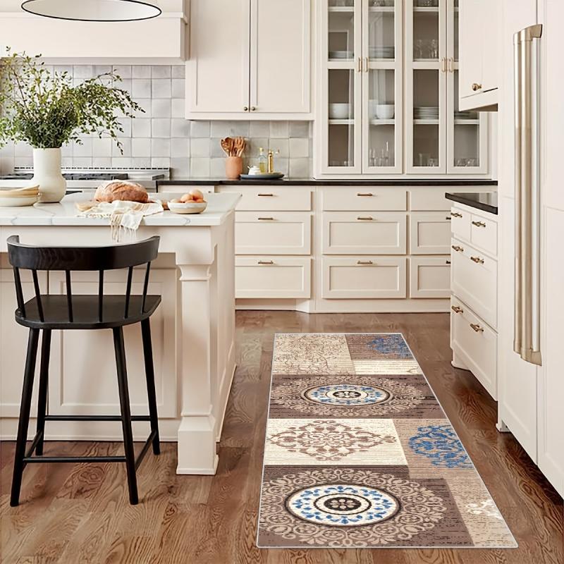 Modern Oriental Hallway Runner Rug, Non-Slip Washable Stair Carpet Runner