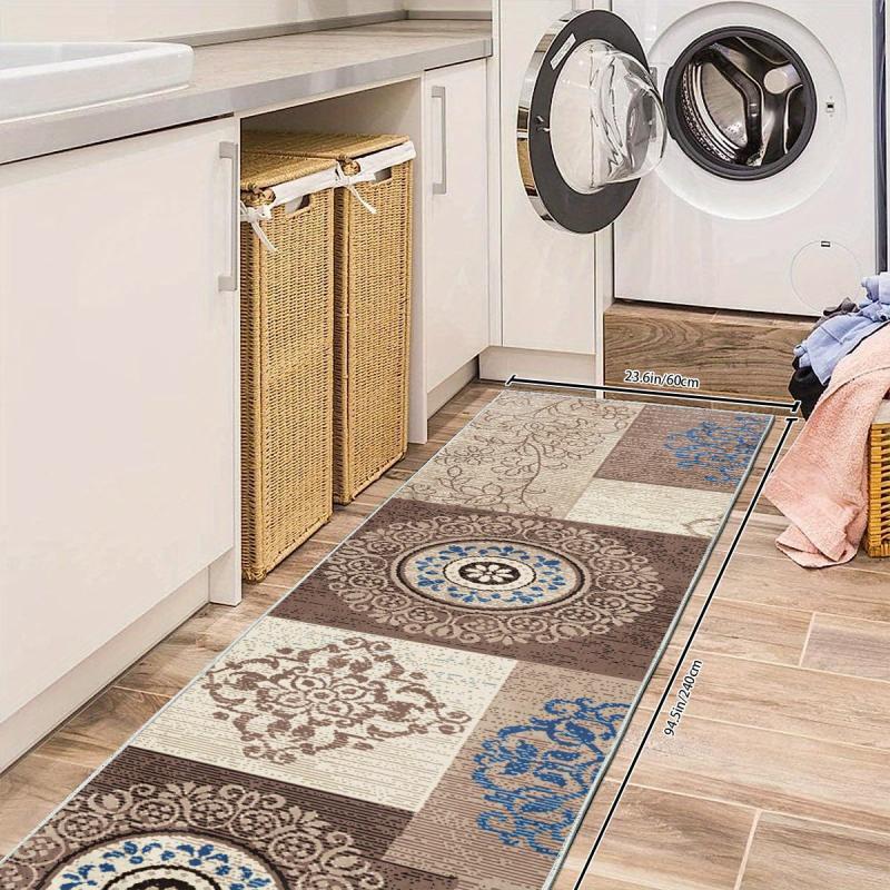 Modern Oriental Hallway Runner Rug, Non-Slip Washable Stair Carpet Runner