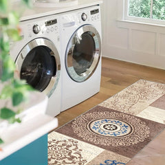 Modern Oriental Hallway Runner Rug, Non-Slip Washable Stair Carpet Runner