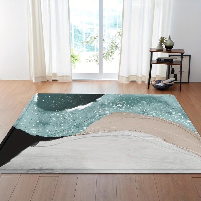 Marble Print Non Slip Shaggy Area Rug Soft Anti Fatigue Washable Carpet