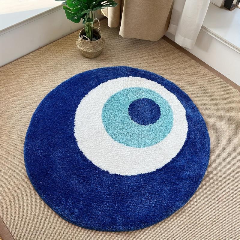 Evil Eye Circle Rug Plush Carpet Ultra Soft Fluffy High Halloween