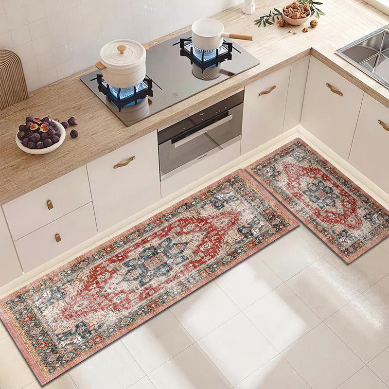 Colorful Boho Kitchen Rug Non Slip Ultra Soft Washable Entryway Rug