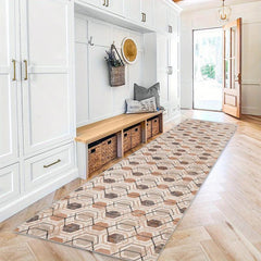Geometric Runner Rug Abstract Indoor Washable Stain Resistant Hallway Rug