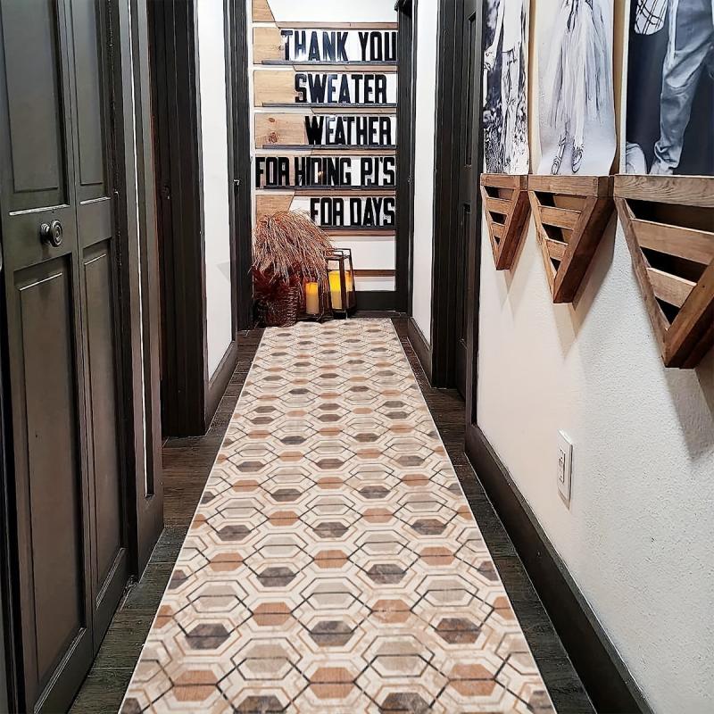 Geometric Runner Rug Abstract Indoor Washable Stain Resistant Hallway Rug