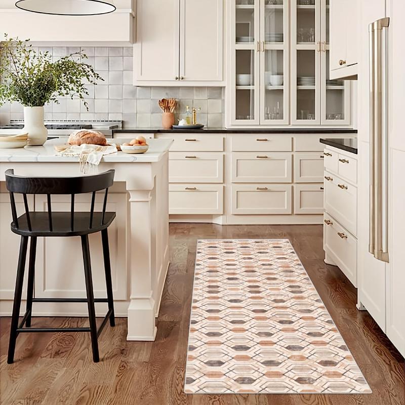 Geometric Runner Rug Abstract Indoor Washable Stain Resistant Hallway Rug
