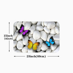 Non Slip Butterfly Kitchen Floor Mat Flannel Rug - Waterproof
