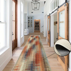Abstract Fluffy Runner Rug Washable Indoor Outdoor Area Rug