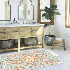 Boho Area Rug for Bedroom Washable Persian Rug Indoor Floor Print
