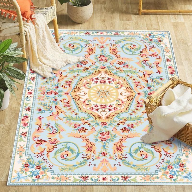Boho Area Rug for Bedroom Washable Persian Rug Indoor Floor Print