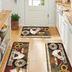 Cartoon Chicken Carpet Retro Kitchen Rug Non Slip Colorful Indoor Carpet