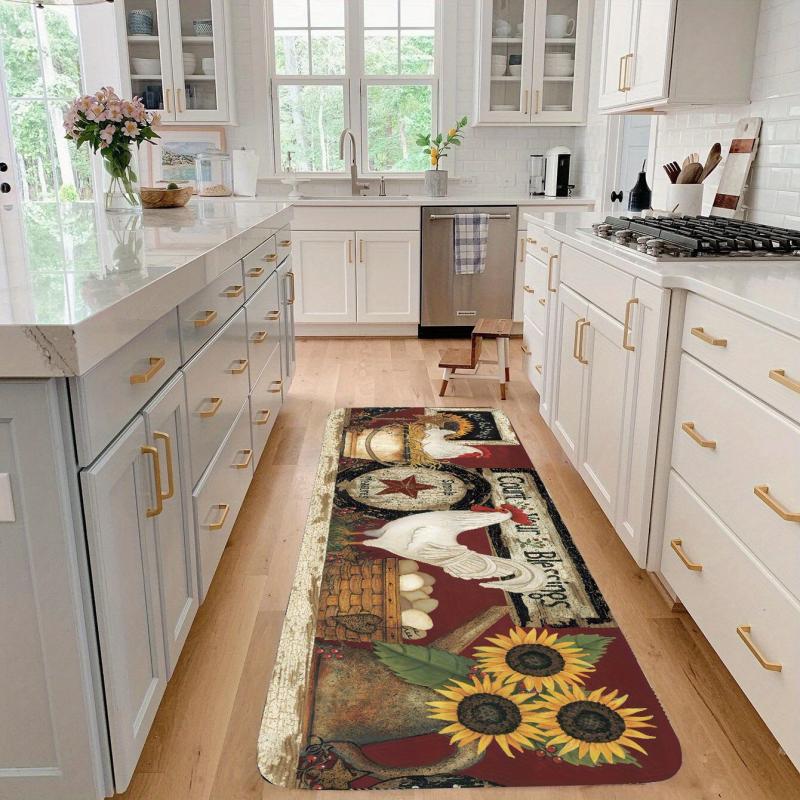Cartoon Chicken Carpet Retro Kitchen Rug Non Slip Colorful Indoor Carpet