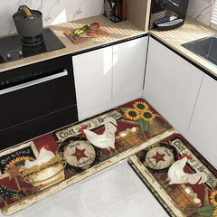 Cartoon Chicken Carpet Retro Kitchen Rug Non Slip Colorful Indoor Carpet