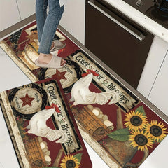 Cartoon Chicken Carpet Retro Kitchen Rug Non Slip Colorful Indoor Carpet