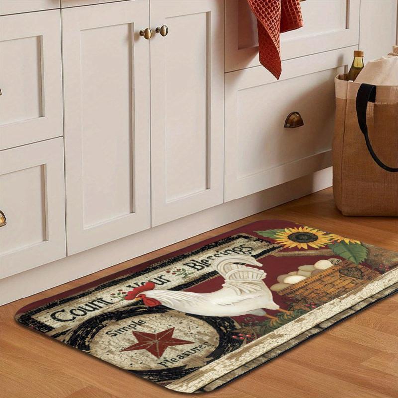 Cartoon Chicken Carpet Retro Kitchen Rug Non Slip Colorful Indoor Carpet