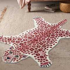 Leopard Patterned Carpet Mat Animal Patterned Mirror Front Floor Mat Short Plush