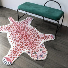 Leopard Patterned Carpet Mat Animal Patterned Mirror Front Floor Mat Short Plush