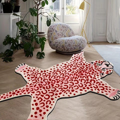 Leopard Patterned Carpet Mat Animal Patterned Mirror Front Floor Mat Short Plush