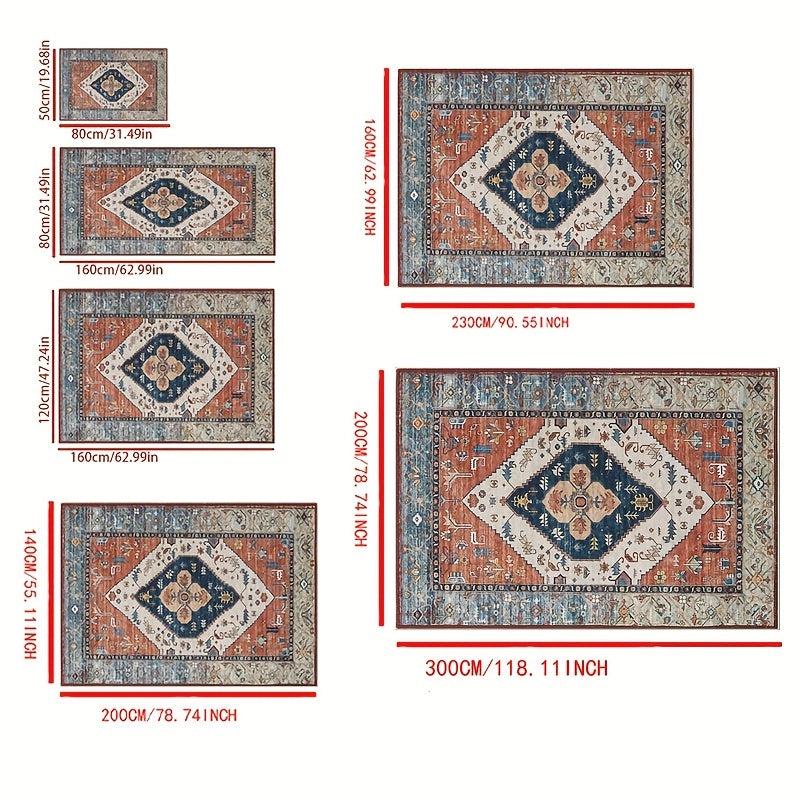 Vintage Persian Area Rug Non-slip Floor Mat For Living Room