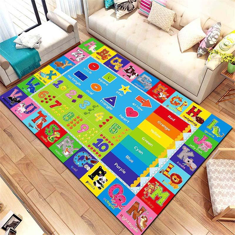 Educational Play Rug for Playroom - Alphabet Numbers Animals Mat