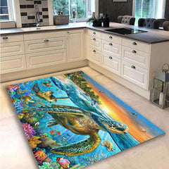 Ocean Turtle Print Area Carpet for Home Decor