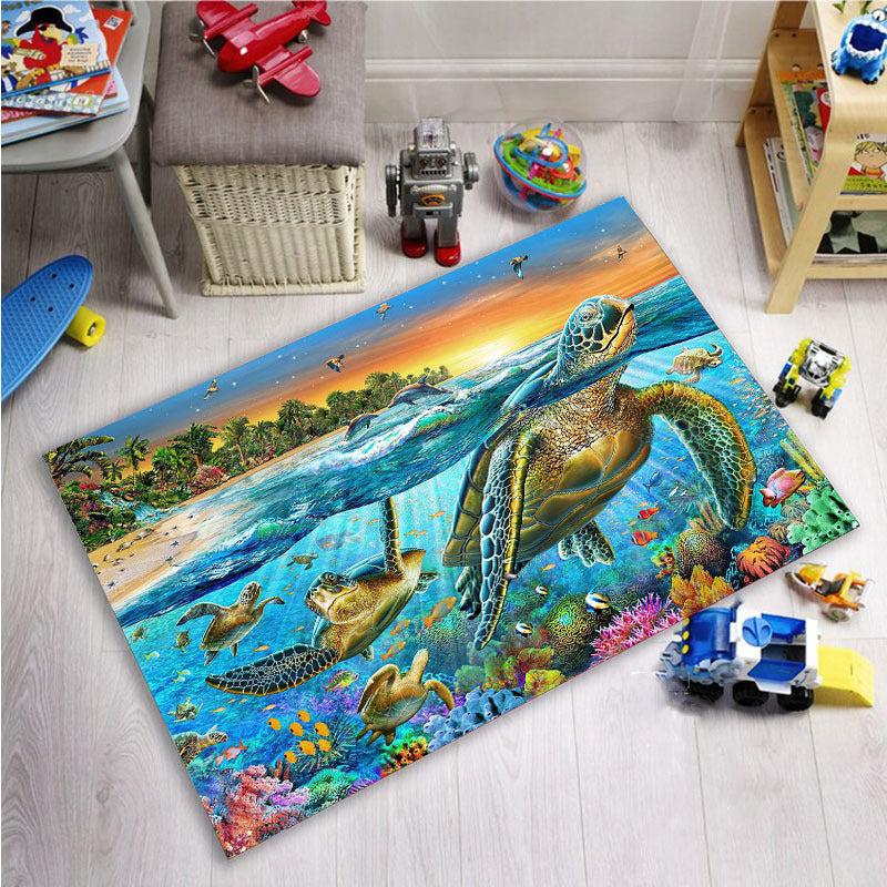 Ocean Turtle Print Area Carpet for Home Decor