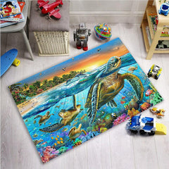 Ocean Turtle Print Area Carpet for Home Decor