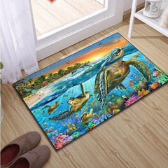 Ocean Turtle Print Area Carpet for Home Decor