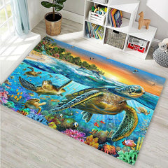 Ocean Turtle Print Area Carpet for Home Decor