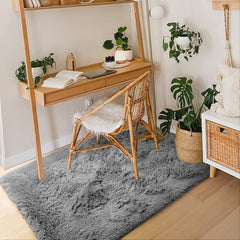 Furry Floor Mat Modern Solid Area Rug Non Slip Indoor Carpet Shaggy Bedroom Mat