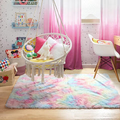 Furry Floor Mat Modern Solid Area Rug Non Slip Indoor Carpet Shaggy Bedroom Mat