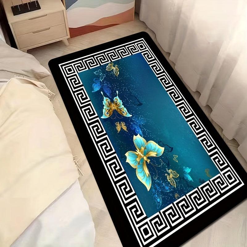 Butterfly Print Floor Mat Non Slip Indoor Carpet for Living Room