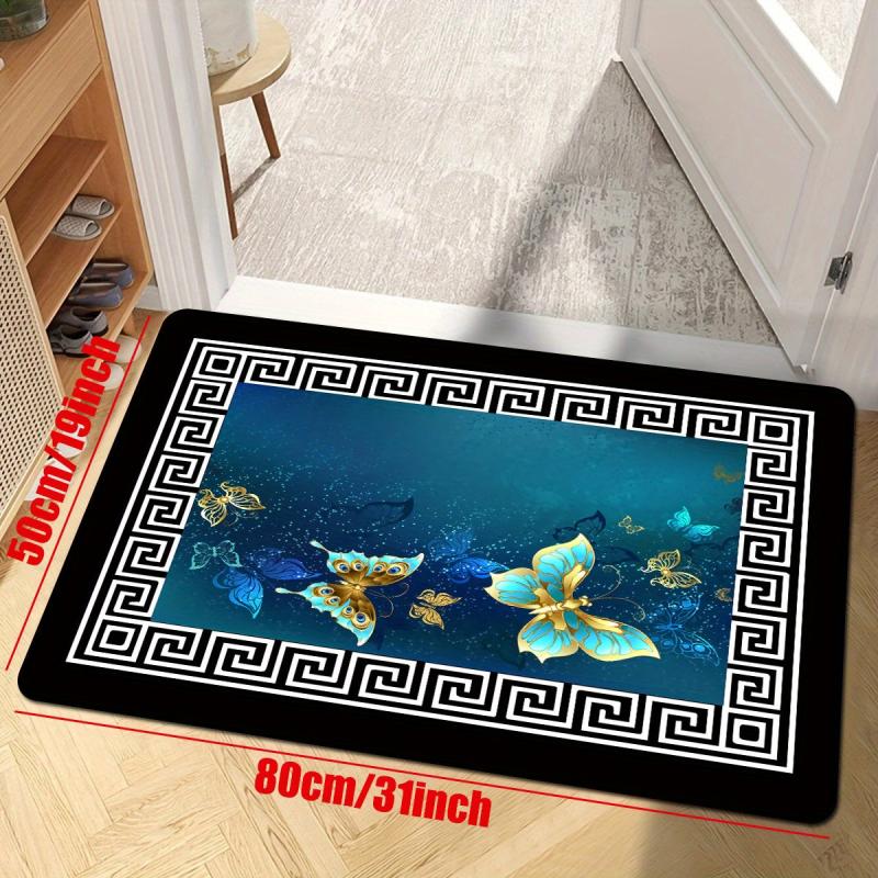 Butterfly Print Floor Mat Non Slip Indoor Carpet for Living Room