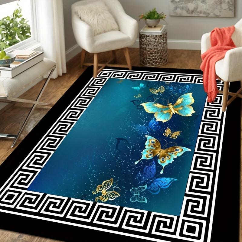 Butterfly Print Floor Mat Non Slip Indoor Carpet for Living Room