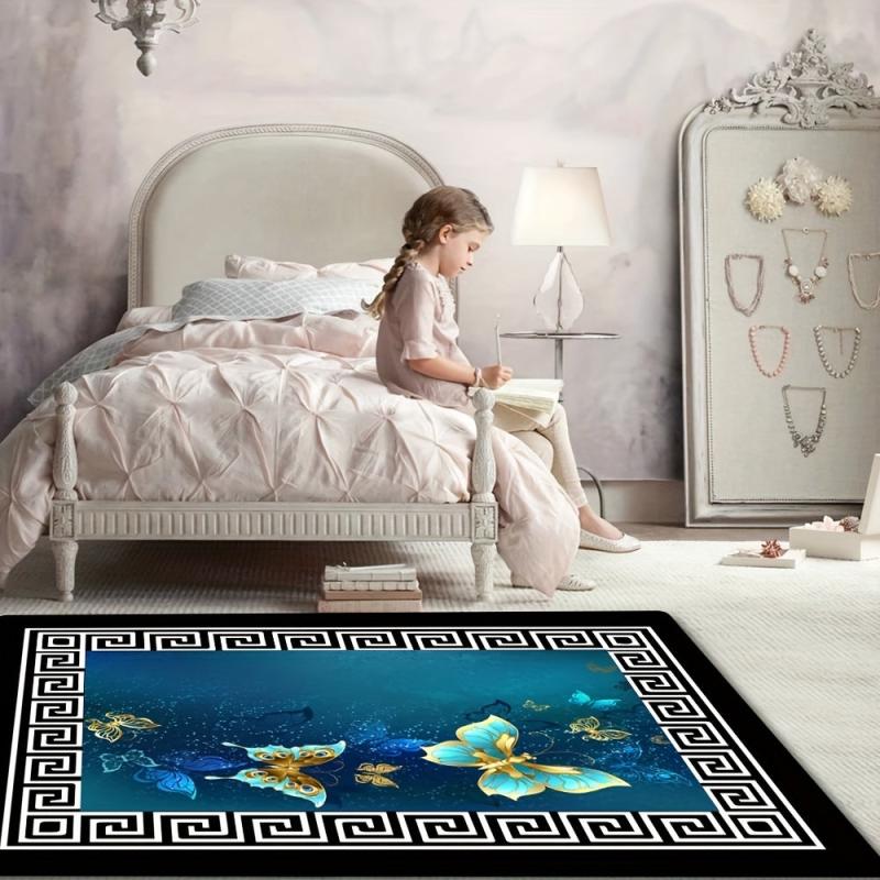 Butterfly Print Floor Mat Non Slip Indoor Carpet for Living Room