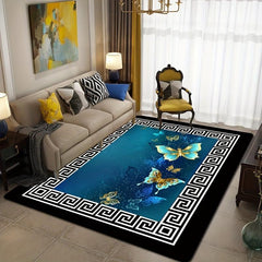 Butterfly Print Floor Mat Non Slip Indoor Carpet for Living Room