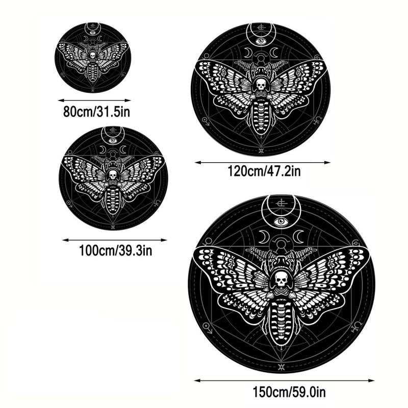 Death Moth Pattern Round Area Rug Non Slip Washable Rug for Living Room Bedroom