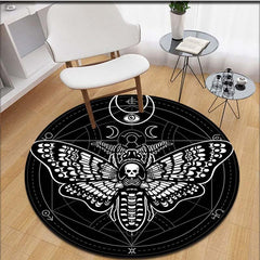 Death Moth Pattern Round Area Rug Non Slip Washable Rug for Living Room Bedroom