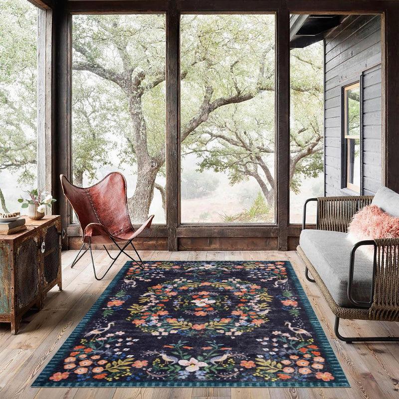 Cashmere Floral Dirty Resistant Area Rugs French Retro Monet Garden