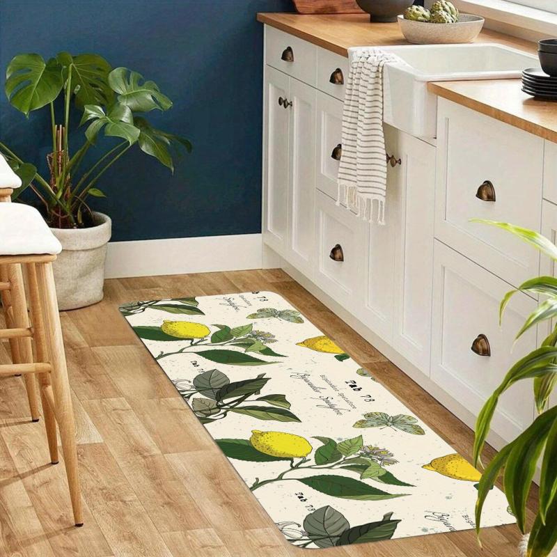 Waterproof Lemon Retro Pattern Kitchen Rug 31x47 Inches
