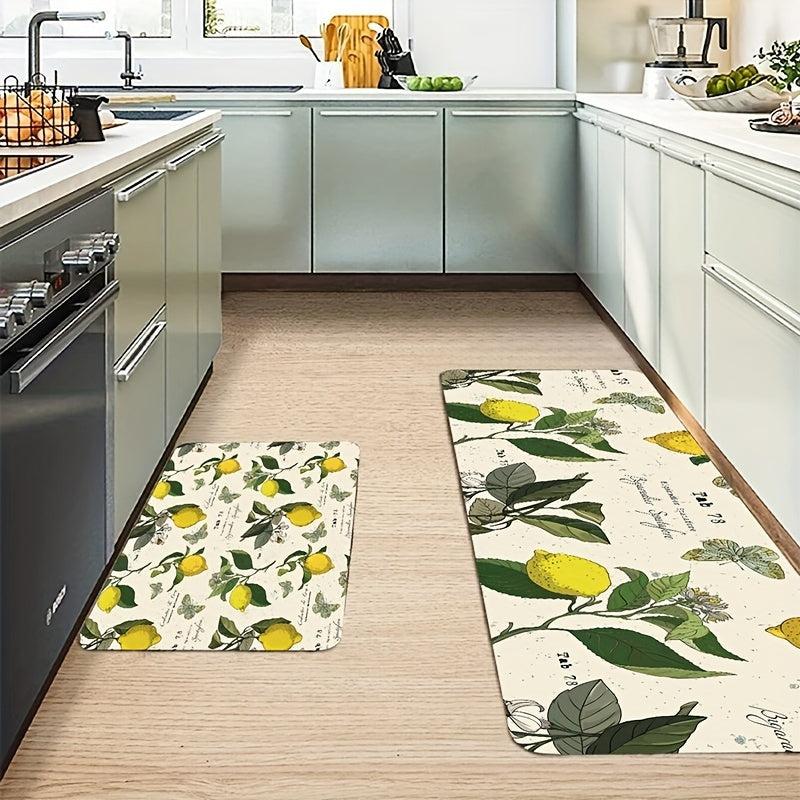 Waterproof Lemon Retro Pattern Kitchen Rug 31x47 Inches