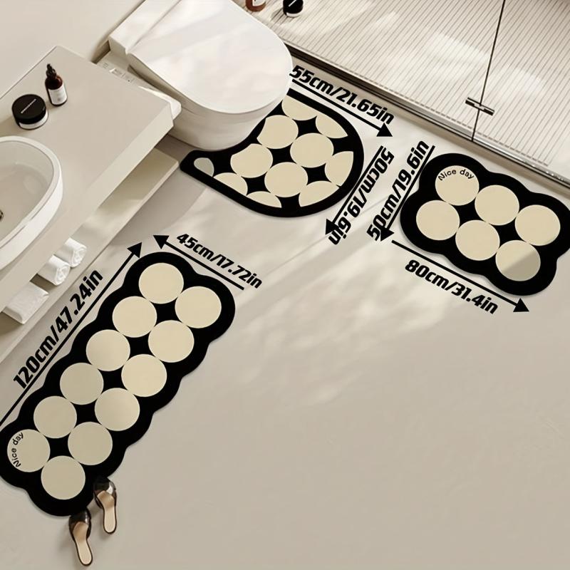 3pcs Geometric Bath Rug Diatom Mud Non-slip Mat for Bathroom Countertop